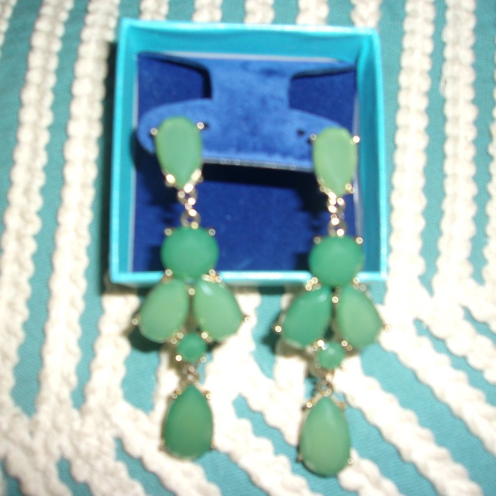 Peardrop Teal Chandelier Earrings